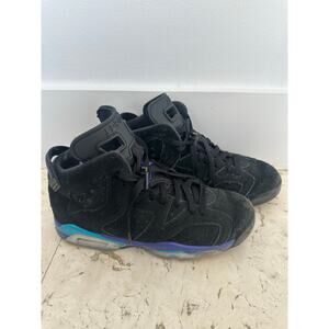 Boys Nike Jordan 6 Aqua Sneakers Black Suede 5.5Y